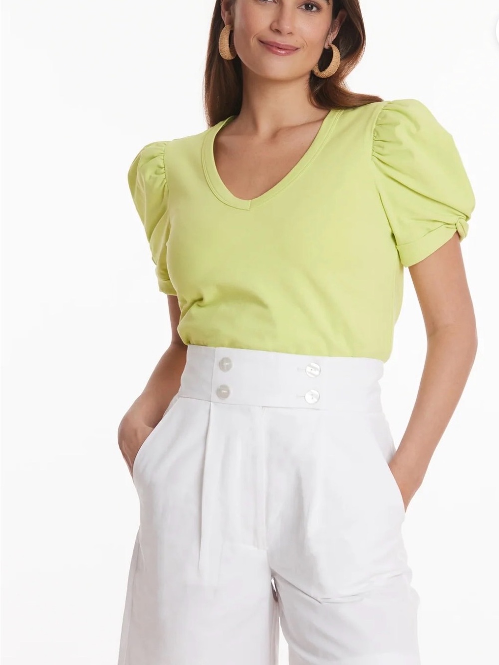 TYLER BOE KRIS PUFF SLEEVE TEE WILD LIME